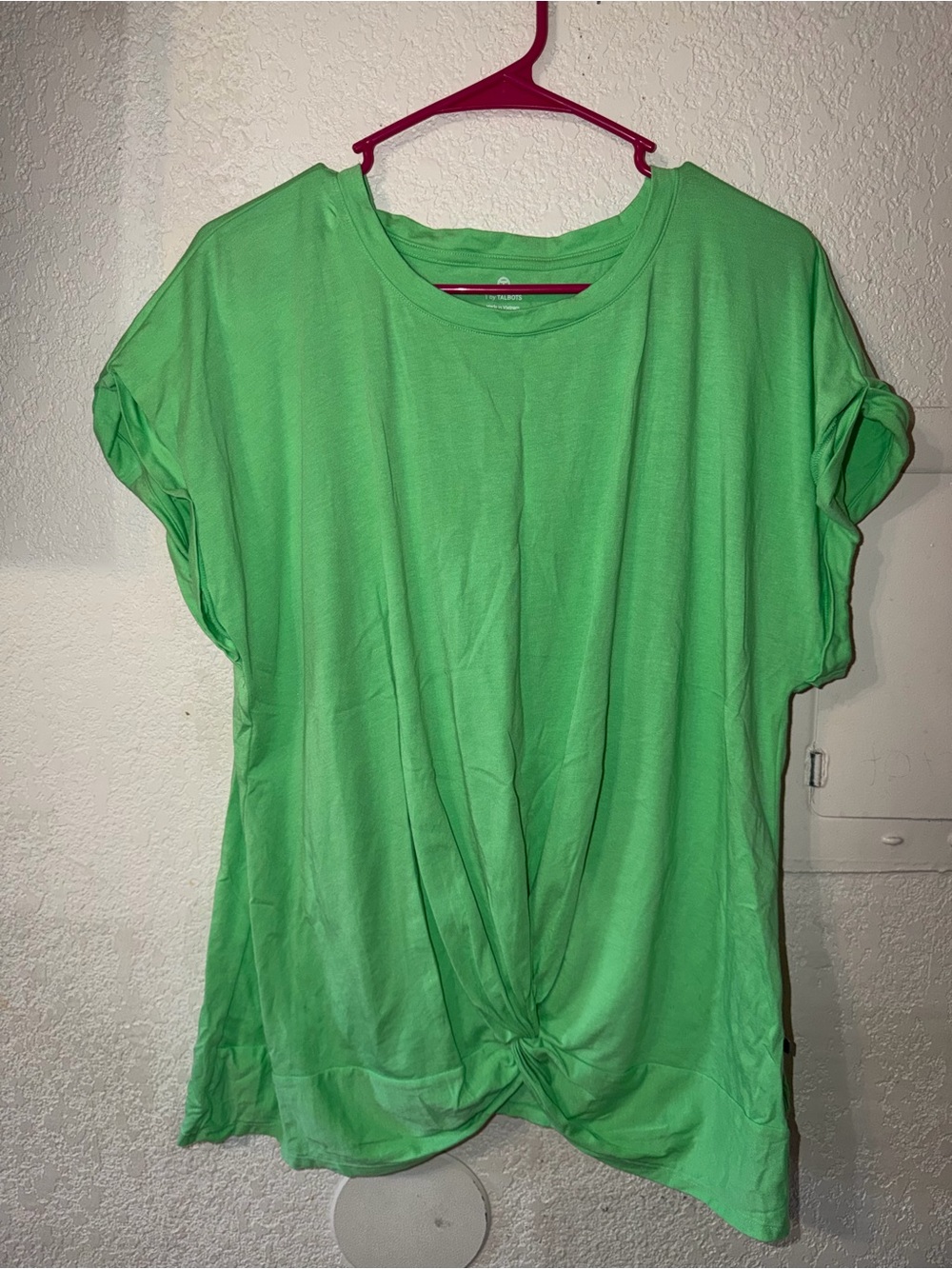 Talbots Green Short Sleeve Knot Front Top